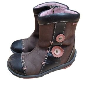 PRIMIGI Toddler Girls Leather Brown Pink Boots Zip Up Size 23